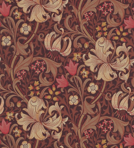 Golden Lily Wallpaper - Fig/Burnt Orange - 210402 - Morris & Co
