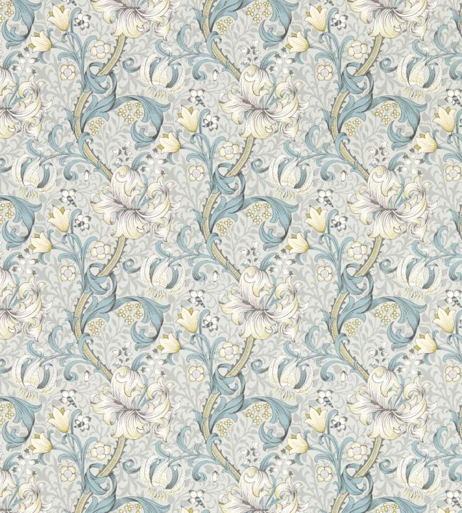 Golden Lily Wallpaper - Slate/Dove - Clarke & Clarke