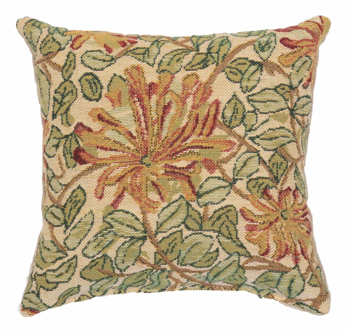 Honeysuckle Fibre Filled Tapestry Cushion - Green - Hines of Oxford