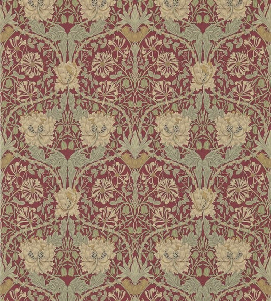 Honeysuckle & Tulip Wallpaper - Red/Gold - 214700 - Morris & Co