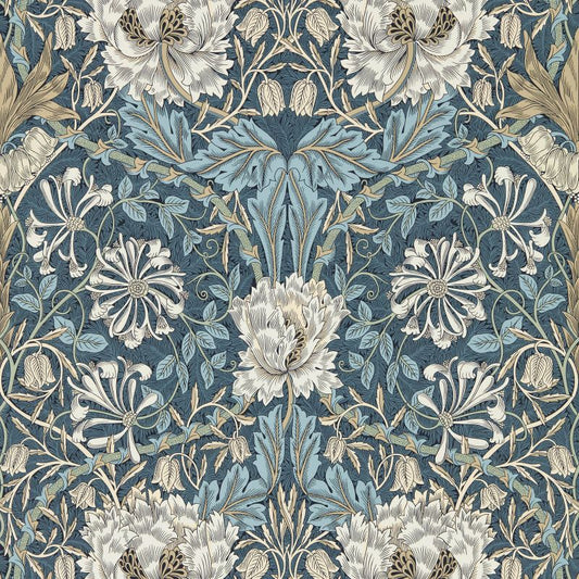 Honeysuckle & Tulip Wallpaper - Woad/Thyme - 217371 - Morris & Co