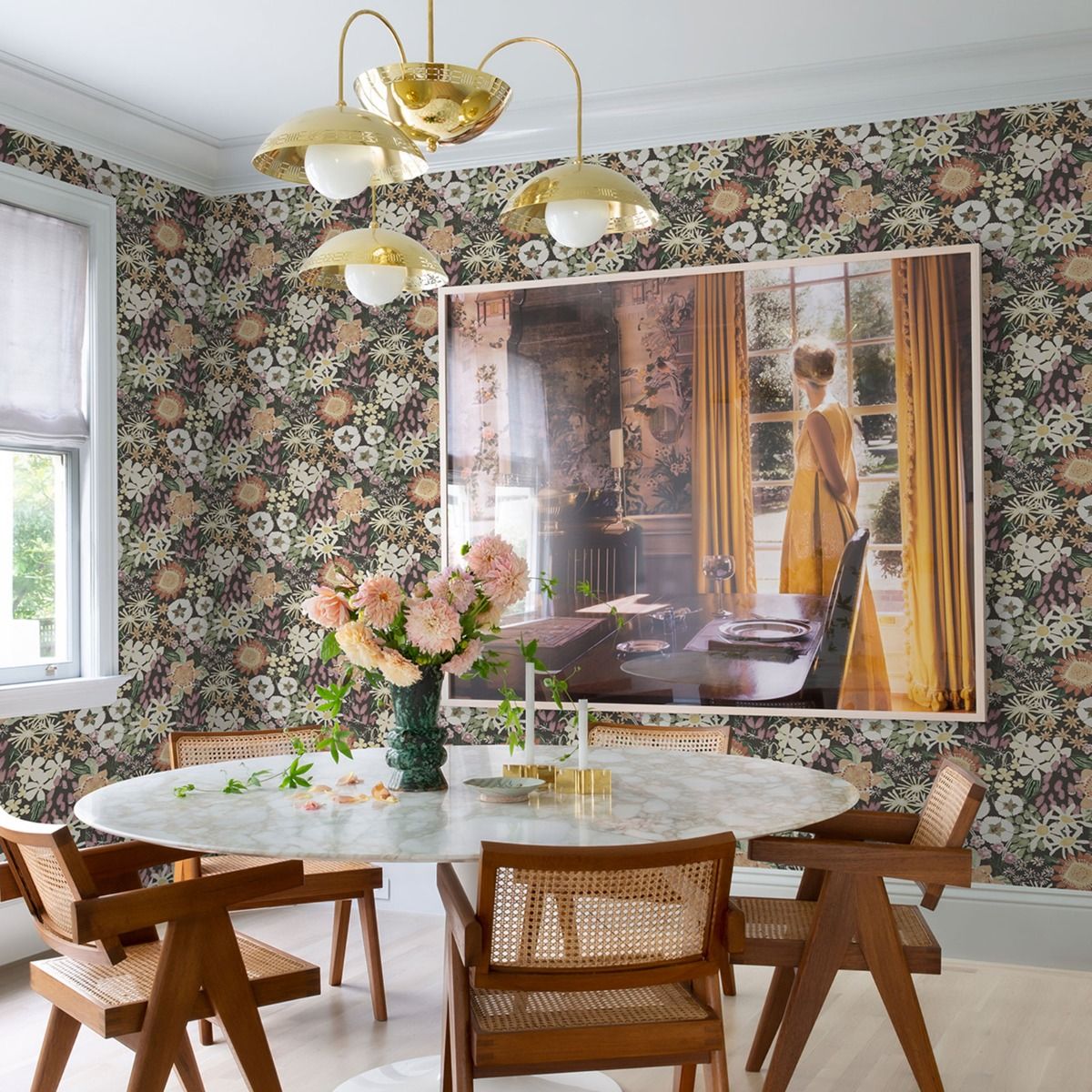 Karina Wildflower Garden Vinyl Wallpaper - Berry - Fine Decor