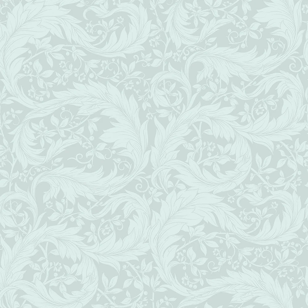 Enchanted Leaf Wallpaper - Duck Egg - LAN100011