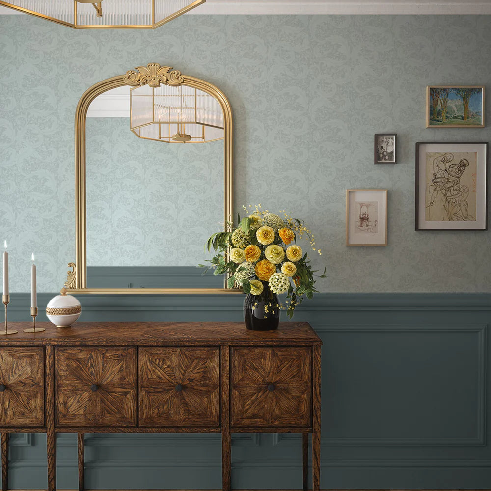 Enchanted Leaf Wallpaper - Duck Egg - LAN100011