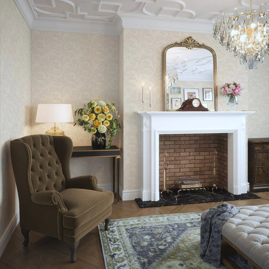 Enchanted Leaf Wallpaper - Vintage Cream - LAN100012