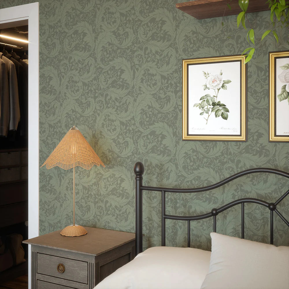 Enchanted Leaf Wallpaper - Bayleaf Green - LAN100013
