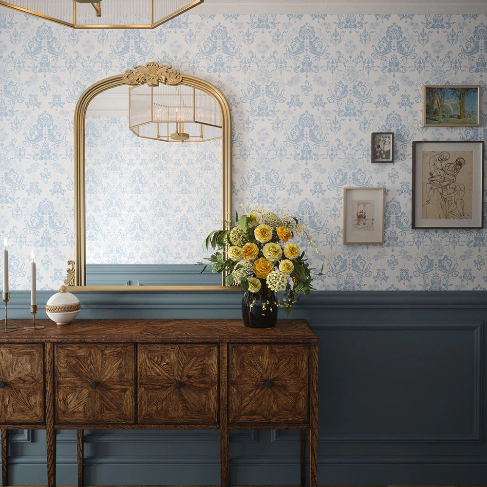 Bridgerton Damask Wallpaper - Wedgwood Blue - LAN100017