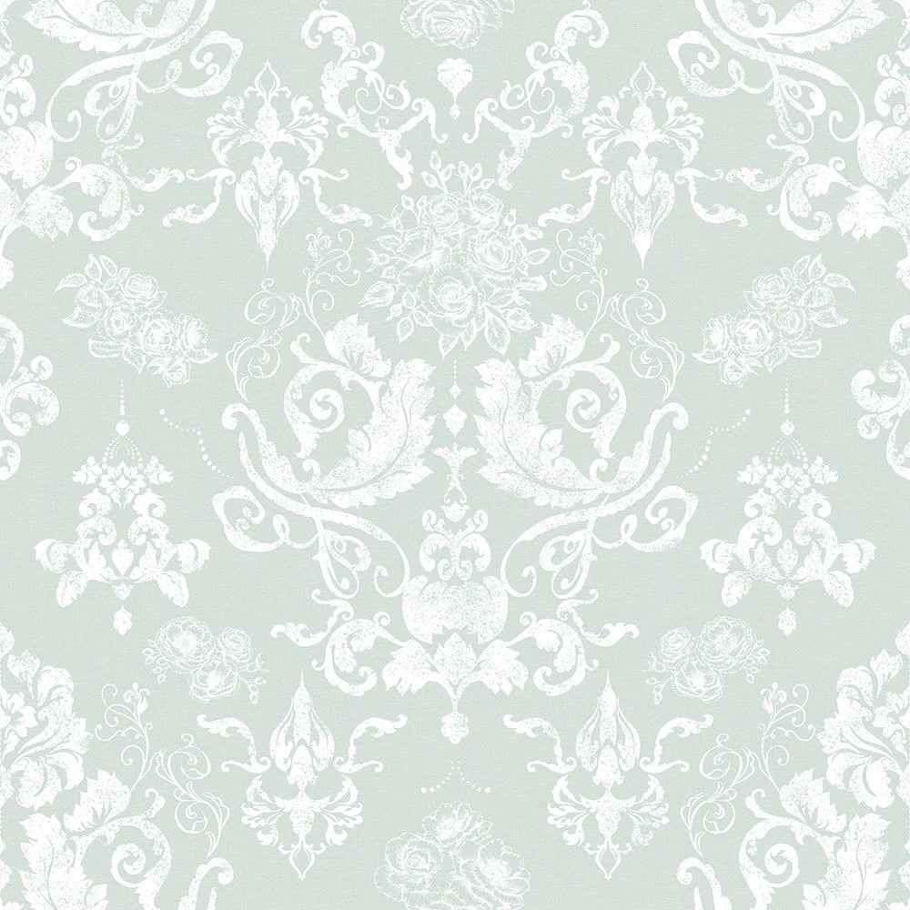 Bridgerton Damask Wallpaper - Soft Mint - LAN100019
