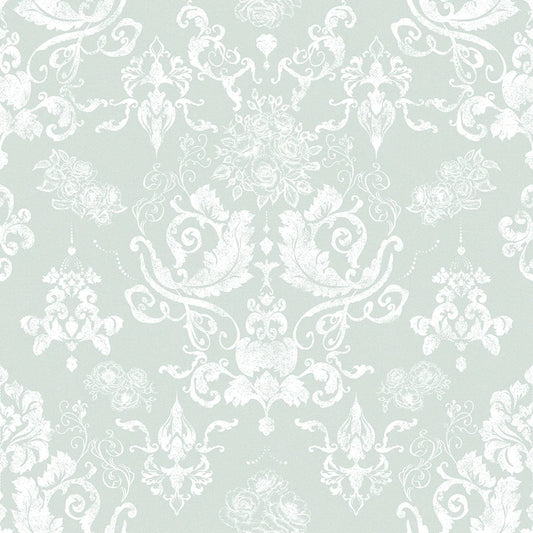 Bridgerton Damask Wallpaper - Soft Mint - LAN100019