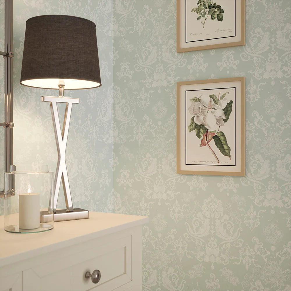 Bridgerton Damask Wallpaper - Soft Mint - LAN100019