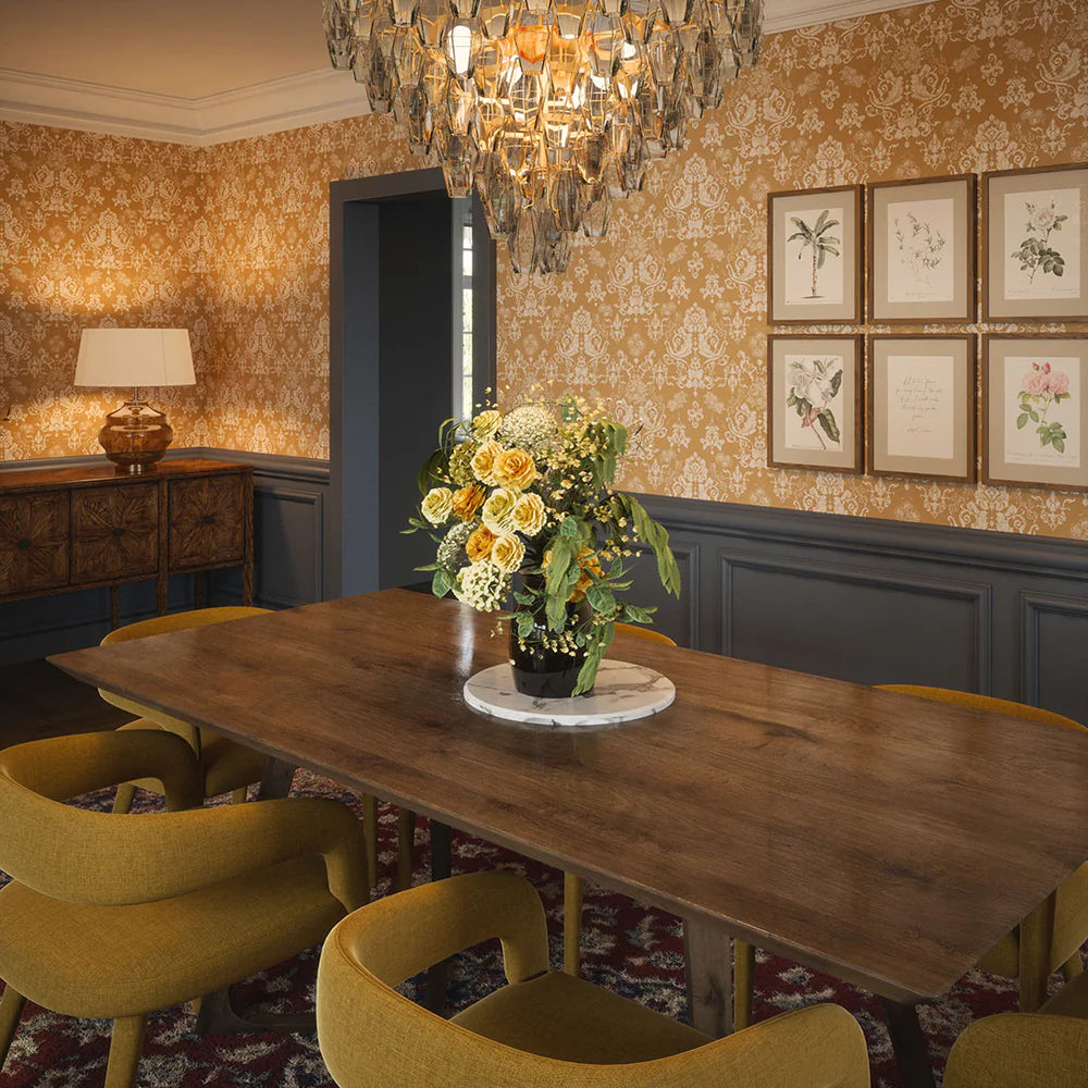 Bridgerton Damask Wallpaper - Burnt Ochre and Vintage Cream - LAN100023