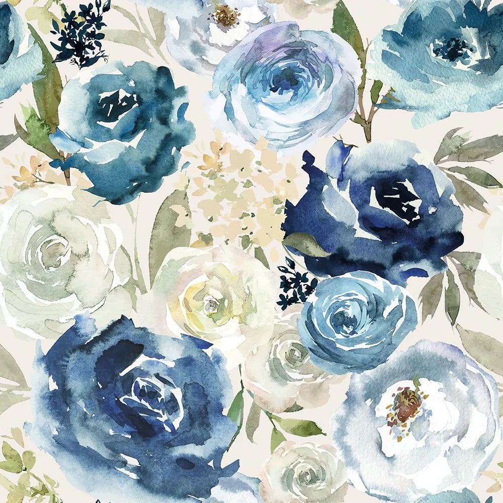 Bouquet De Fleurs Wallpaper - Blues with Chamomile - LAN100032