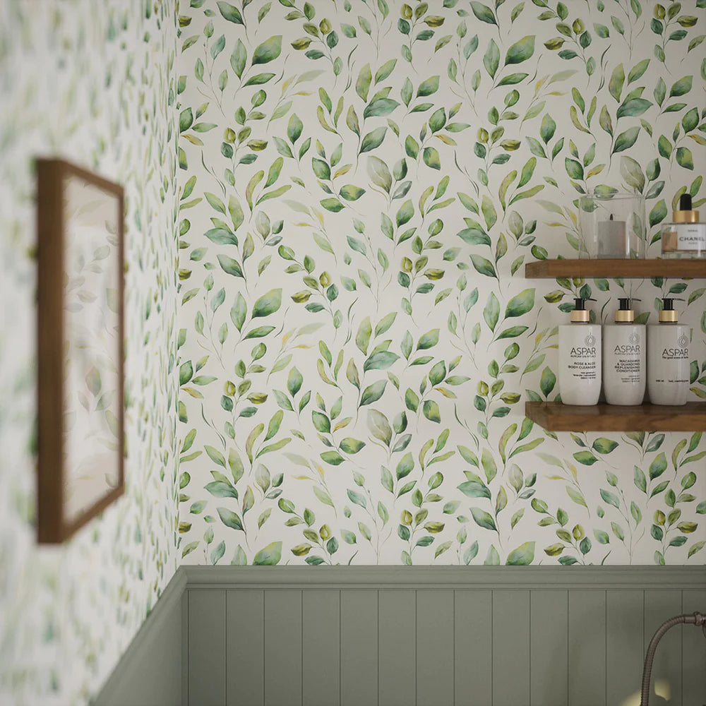 Fallen Foliage Wallpaper - Spring Greens - LAN100043