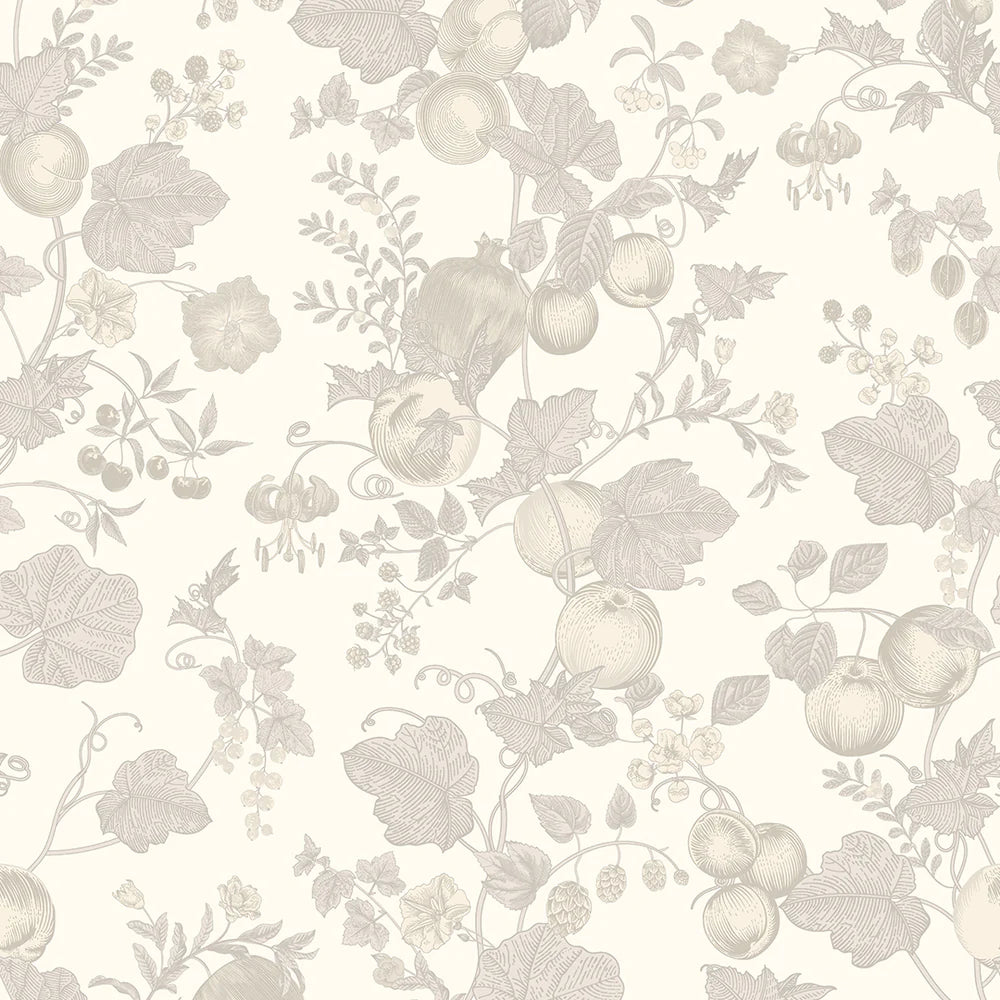 Forgotten Fruit Wallpaper - Vintage Cream and Vintage Grey - LAN100067