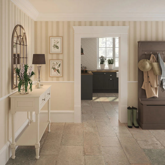 Heritage Stripe Wallpaper - Vintage Cream and Stone - LAN100071