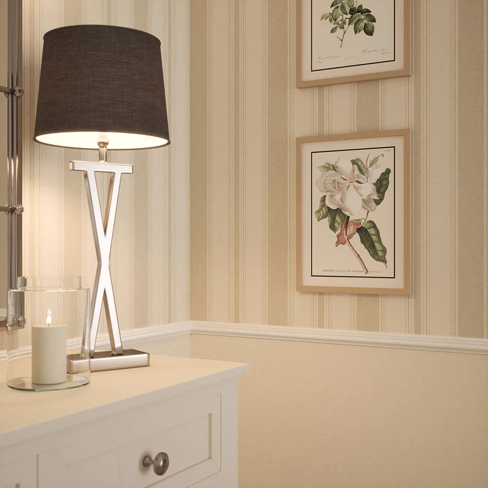 Heritage Stripe Wallpaper - Vintage Cream and Stone - LAN100071