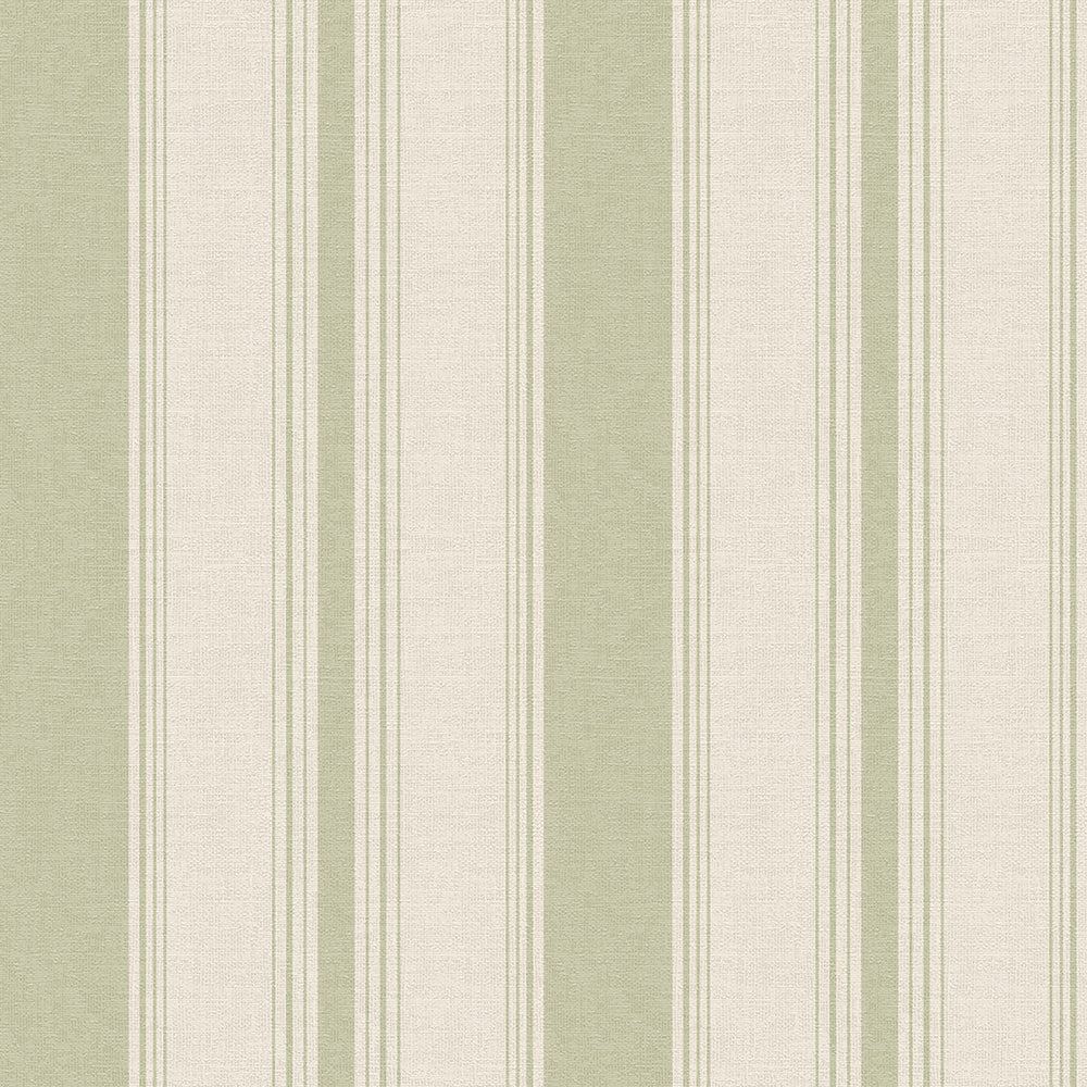 Heritage Stripe Wallpaper - Sage and Vintage Cream - LAN100075
