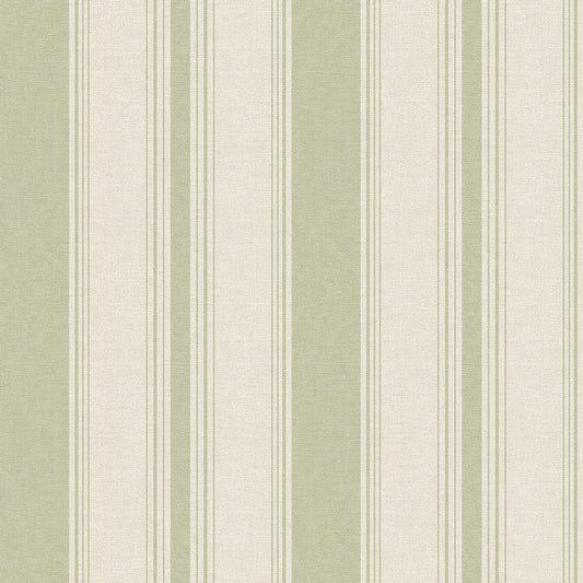 Heritage Stripe Wallpaper - Sage and Vintage Cream - LAN100075