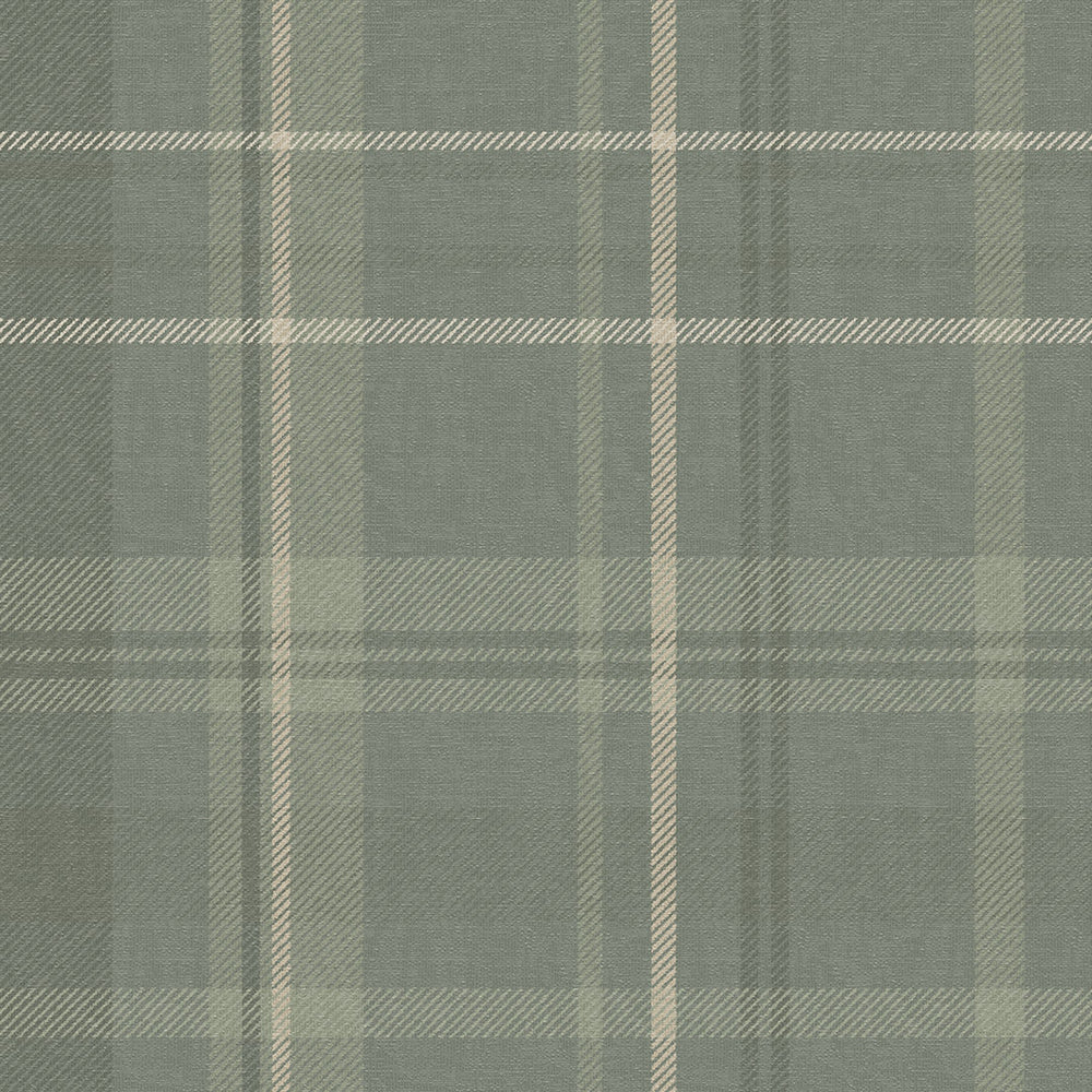 Heritage Tartan Wallpaper - Nettle Green and Vintage Cream - LAN100076