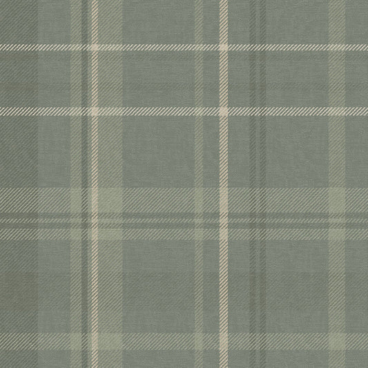 Heritage Tartan Wallpaper - Nettle Green and Vintage Cream - LAN100076