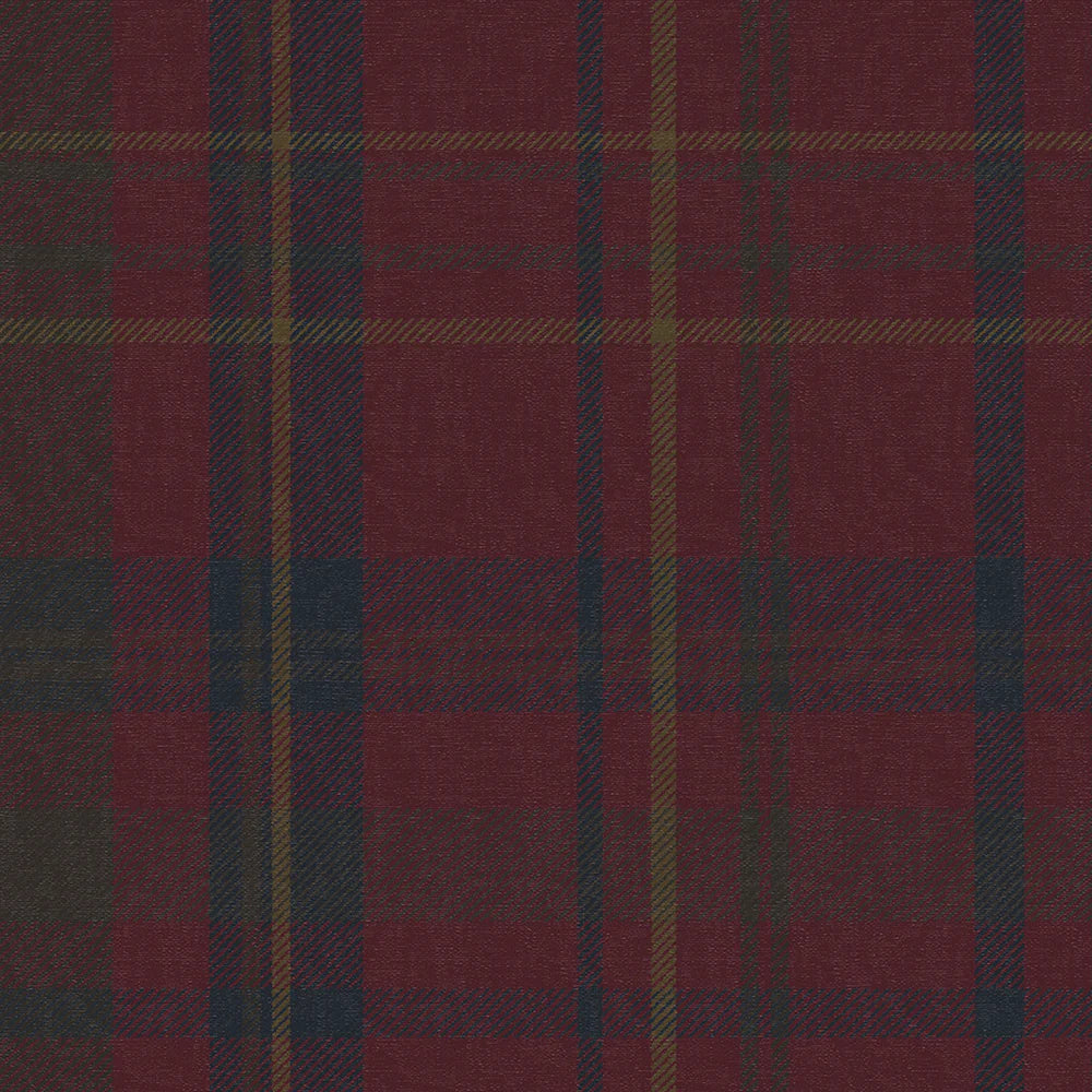 Heritage Tartan Wallpaper - Fig, Oxford Blue and Thistle Green - LAN100077
