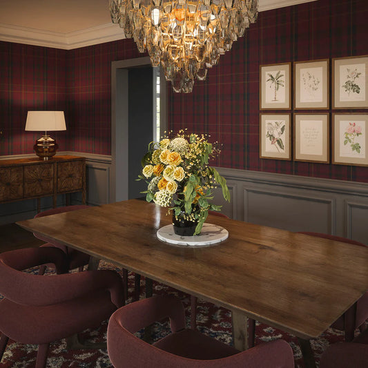 Heritage Tartan Wallpaper - Fig, Oxford Blue and Thistle Green - LAN100077