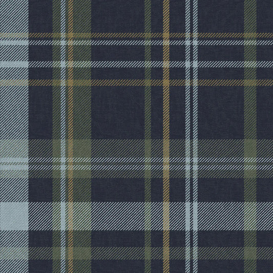 Heritage Tartan Wallpaper - Egyptian Blue and Mineral - LAN100078