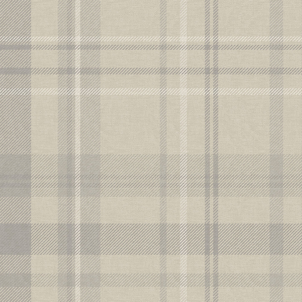 Heritage Tartan Wallpaper - Vintage Cream and Vintage Grey - LAN100079