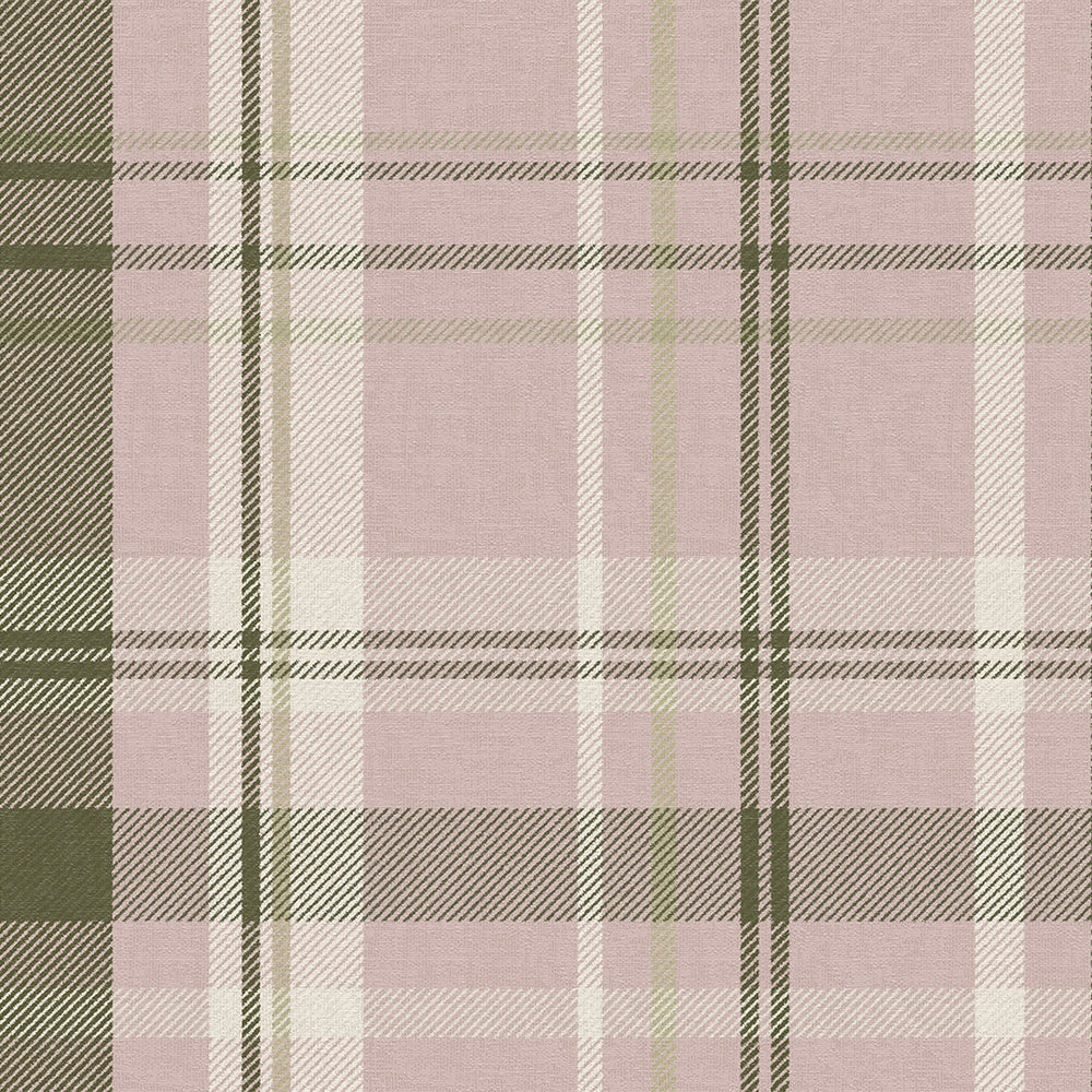 Heritage Tartan Wallpaper - Vintage Rose and Sage - LAN100080