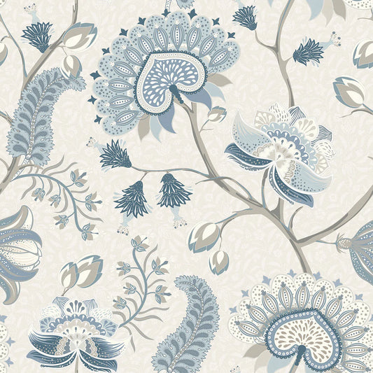 Beaumont Wallpaper - Shades of Blue and Ecru - LAN100105