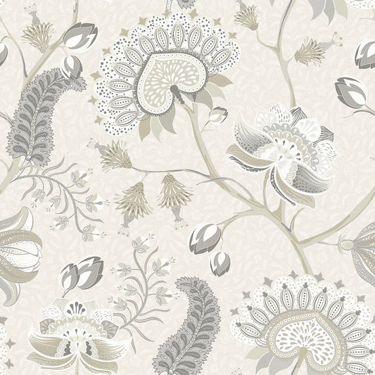 Beaumont Wallpaper - Soft Neutrals on Ecru - LAN100107