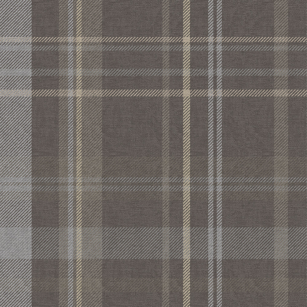 Heritage Tartan Wallpaper - Earl Blue and Vintage Cream on Earl Grey - LAN100117