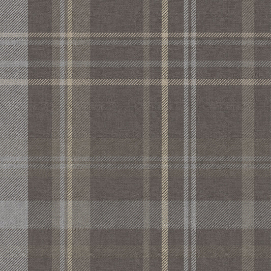 Heritage Tartan Wallpaper - Earl Blue and Vintage Cream on Earl Grey - LAN100117