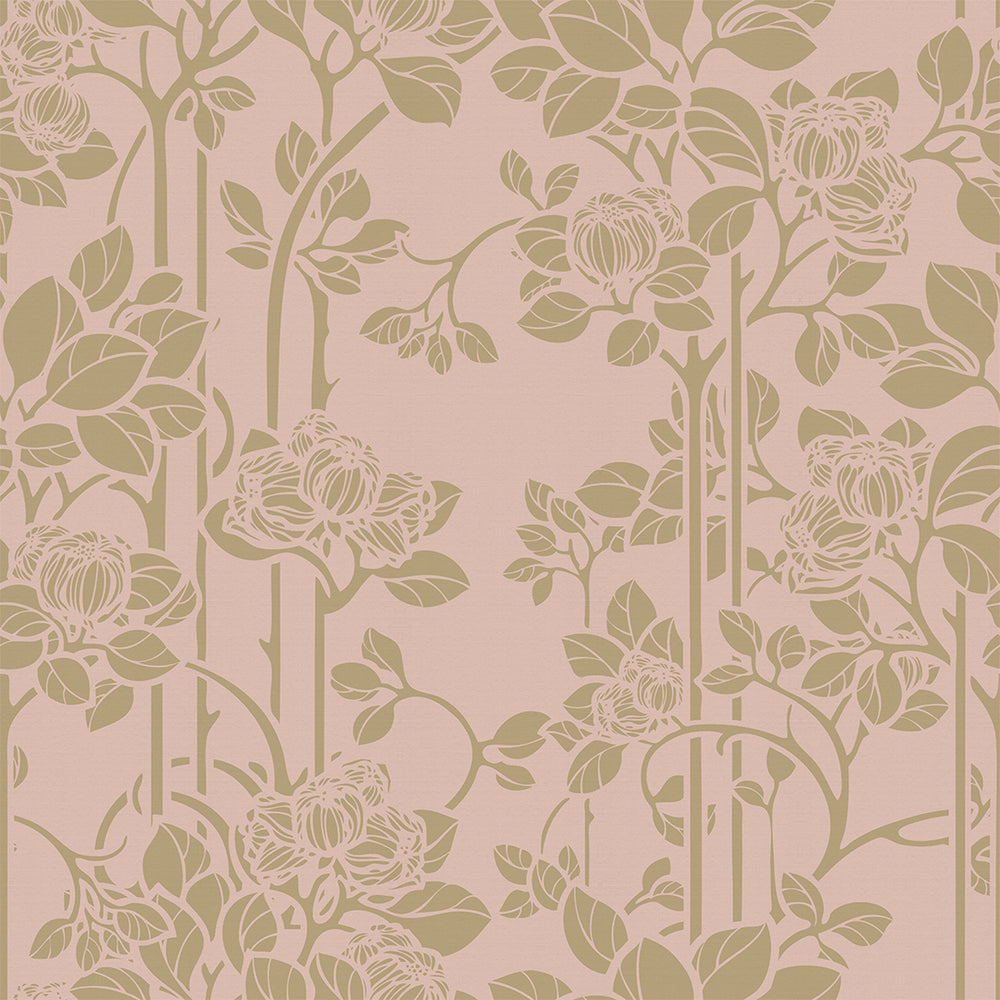 Garden Trellis Wallpaper - Dusty Pink and Gold - LAN100151
