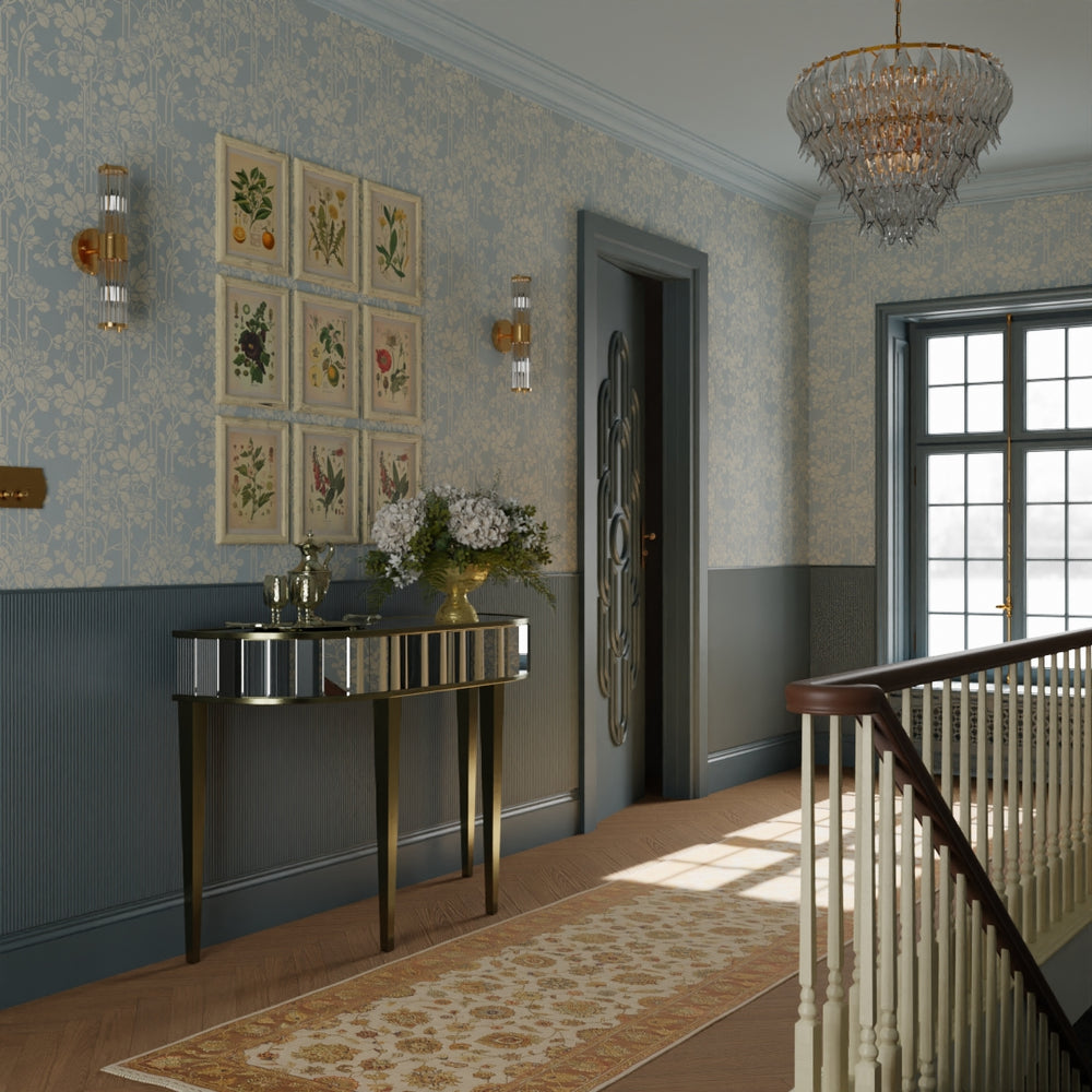 Garden Trellis Wallpaper - Mineral and Vintage Cream - LAN100152