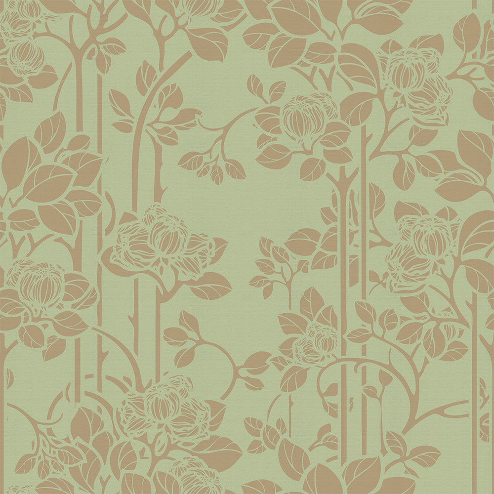 Garden Trellis Wallpaper - Olive and Gold - LAN100154