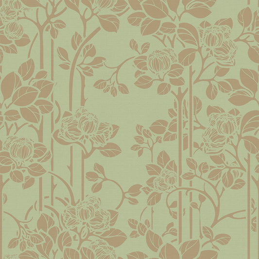 Garden Trellis Wallpaper - Olive and Gold - LAN100154