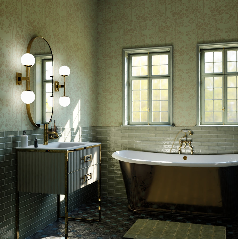 Garden Trellis Wallpaper - Olive and Gold - LAN100154