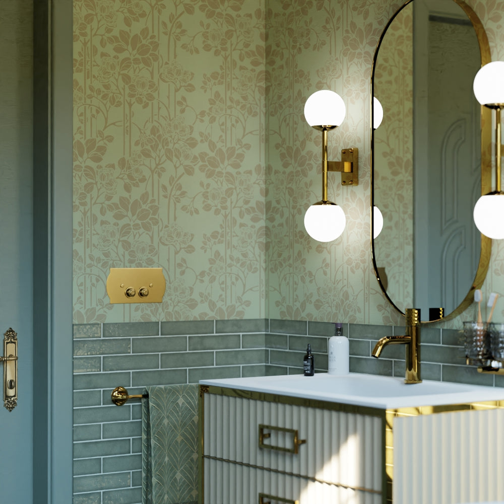 Garden Trellis Wallpaper - Olive and Gold - LAN100154