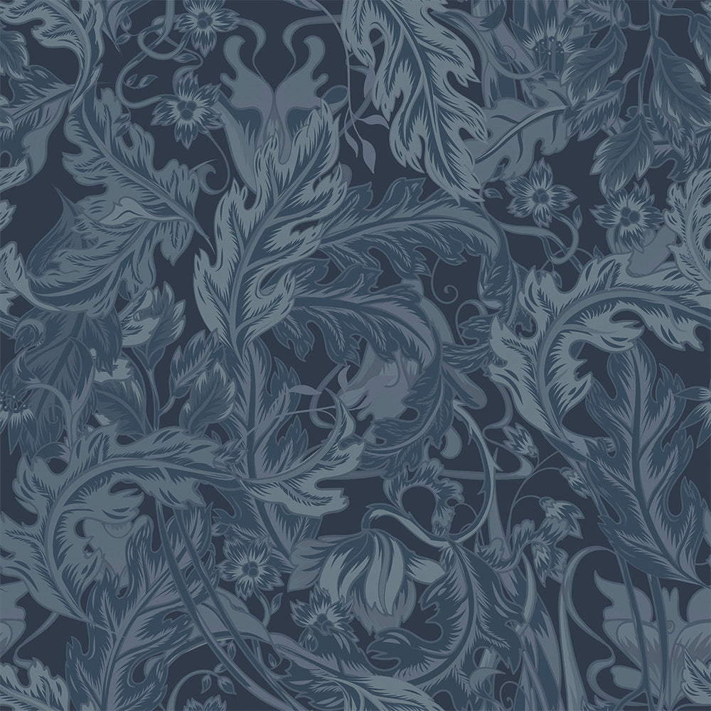 Jard Wallpaper - Navy and Mineral - LAN100179