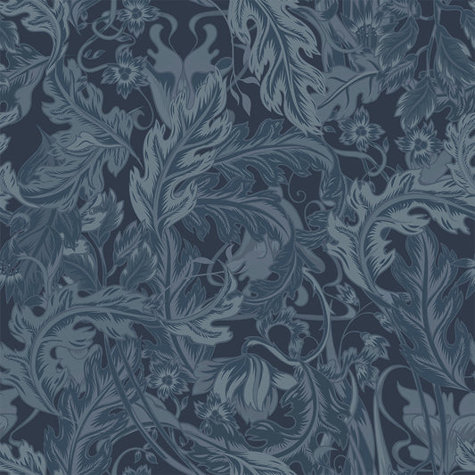 Jard Wallpaper - Navy and Mineral - LAN100179