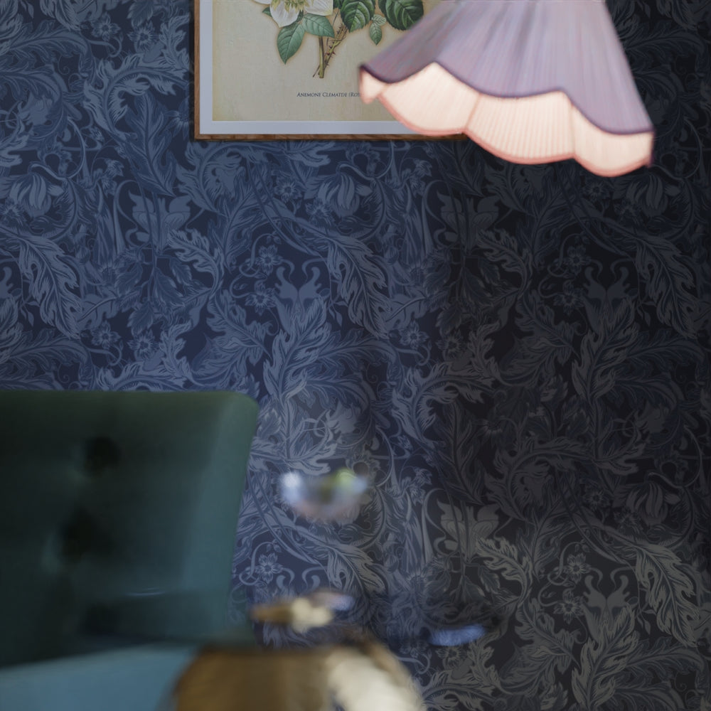 Jard Wallpaper - Navy and Mineral - LAN100179