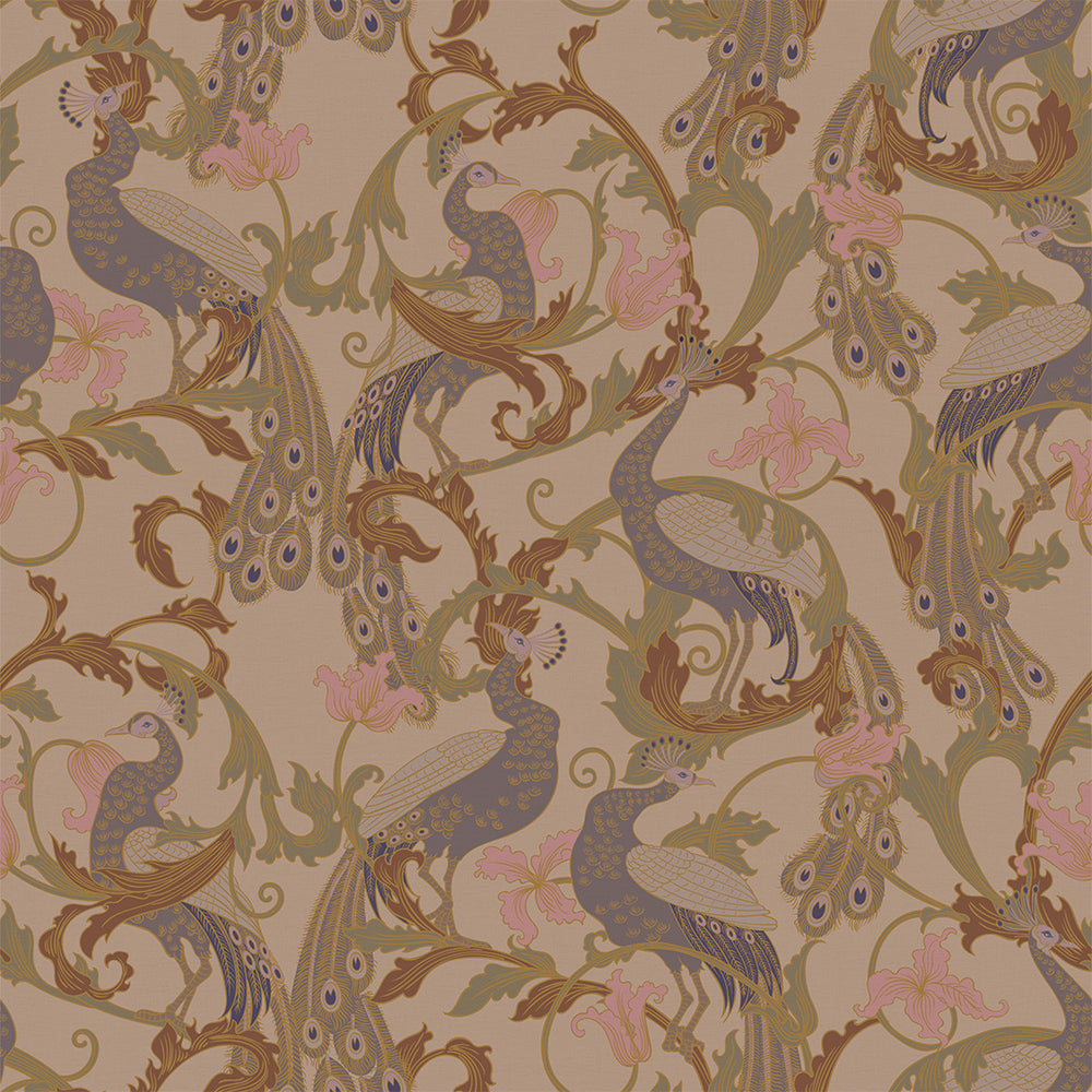Aubrey Wallpaper - Shades of Mauve on Gold - LAN100181