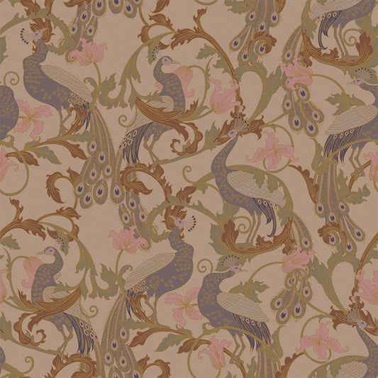 Aubrey Wallpaper - Shades of Mauve on Gold - LAN100181