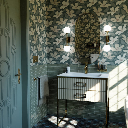 La Fleur Wallpaper - Earthy Hues on Juniper - LAN100192