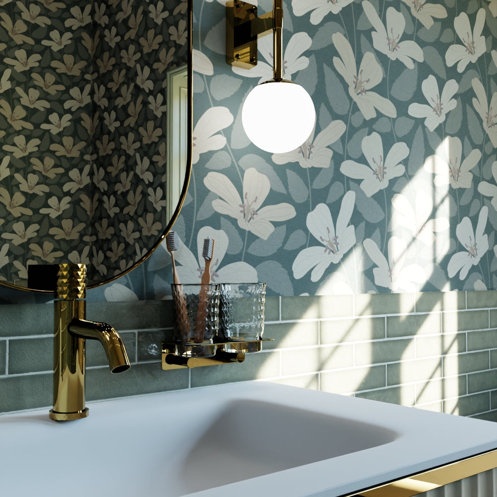 La Fleur Wallpaper - Earthy Hues on Juniper - LAN100192