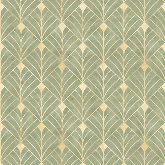 Gatsby Wallpaper - Olive and Vintage Gold - LAN100197