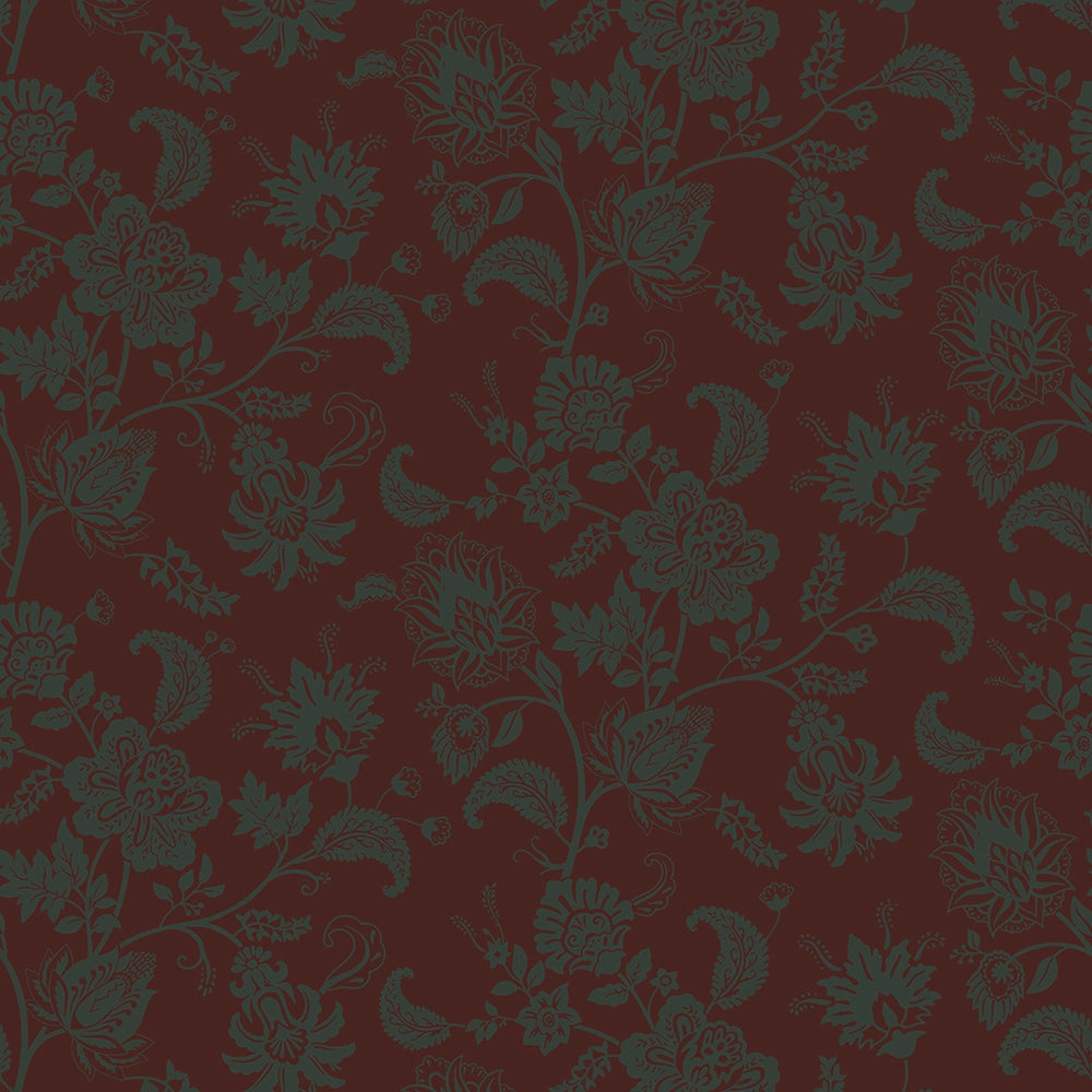 Balmoral Baroque Wallpaper - Pine Green and Garnet - LAN100208