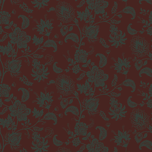 Balmoral Baroque Wallpaper - Pine Green and Garnet - LAN100208