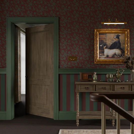 Balmoral Baroque Wallpaper - Pine Green and Garnet - LAN100208